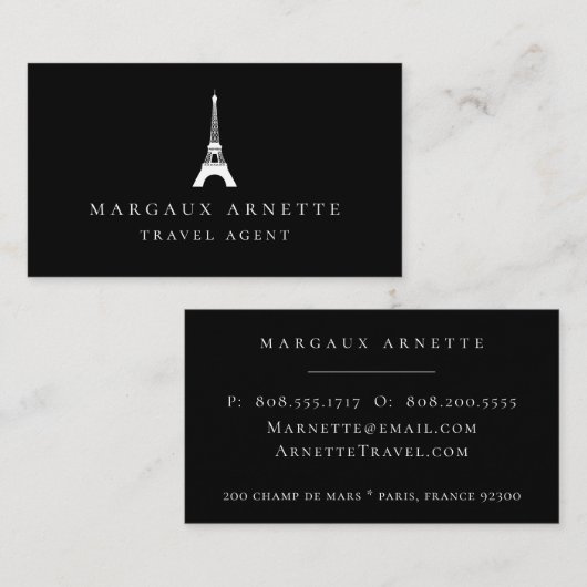 Eiffel Tower Logo zwart Visitekaartje (Voorkant / Achterkant)