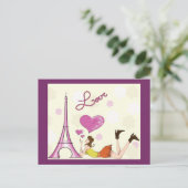 EIFFEL TOWER LOVE BRIEFKAART (Staand voorkant)