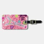Eiffel Tower Love Paris France Pink Bagagelabel (Voorkant horizontaal)
