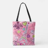 Eiffel Tower Love Paris France Pink Tote Bag (Achterkant)