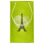 Eiffel Tower Love Paris | Groene glitter Klein Cadeauzakje (Achterkant)