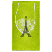 Eiffel Tower Love Paris | Groene glitter Klein Cadeauzakje (Voorkant)