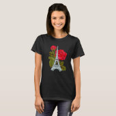 Eiffel Tower met Roos Love Paris Rozen French Lov T-shirt (Voorkant volledig)