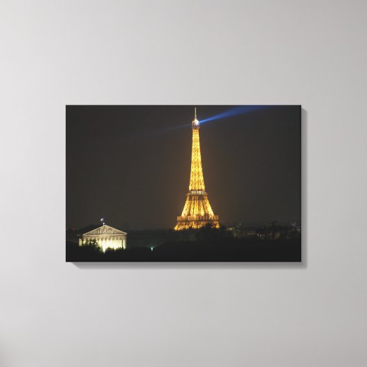 Eiffel Tower nacht Canvas Afdruk (Voorkant)