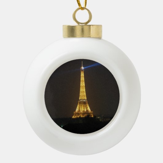 Eiffel Tower nacht Keramische Bal Ornament (Voorkant)