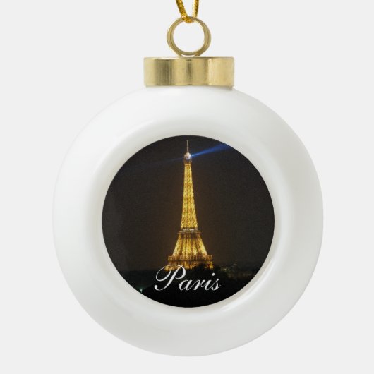 Eiffel Tower nacht Keramische Bal Ornament (Voorkant)
