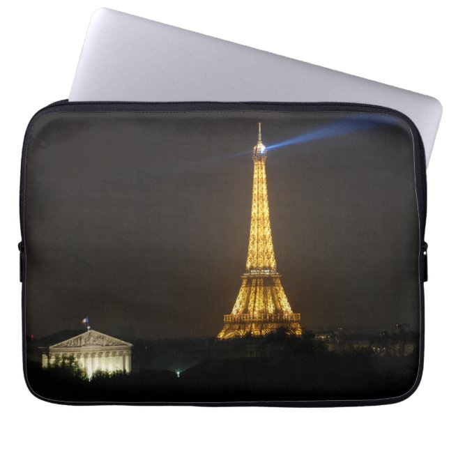 Eiffel Tower nacht Laptop Sleeve (Voorkant)