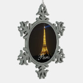 Eiffel Tower nacht Tin Sneeuwvlok Ornament (Links)