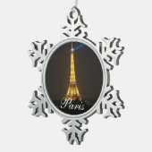 Eiffel Tower nacht Tin Sneeuwvlok Ornament (Rechts)