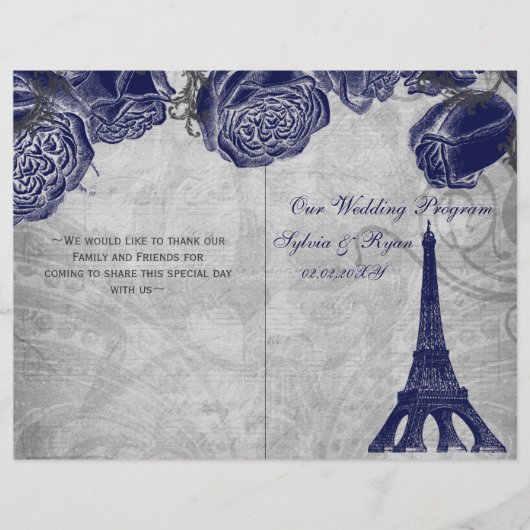 Eiffel tower navy Silver gevouwen Weddenschap (Voorkant)