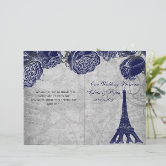 Eiffel tower navy Silver gevouwen Weddenschap (Staand voorkant)