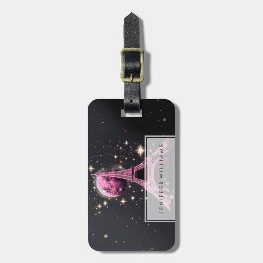 Eiffel Tower Night Moon           Bagagelabel (Voorkant verticaal)