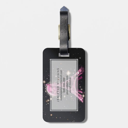 Eiffel Tower Night Moon           Bagagelabel (Achterkant verticaal)