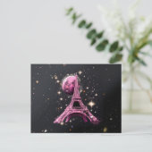 Eiffel Tower Night Moon           Briefkaart (Staand voorkant)