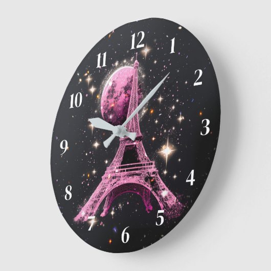 Eiffel Tower Night Moon Grote Klok (Hoek)