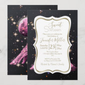 Eiffel Tower Night Moon           Kaart (Voorkant / Achterkant)