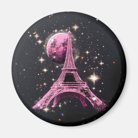Eiffel Tower Night Moon           Magneet (Voorkant)