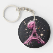 Eiffel Tower Night Moon Sleutelhanger (Voorkant)