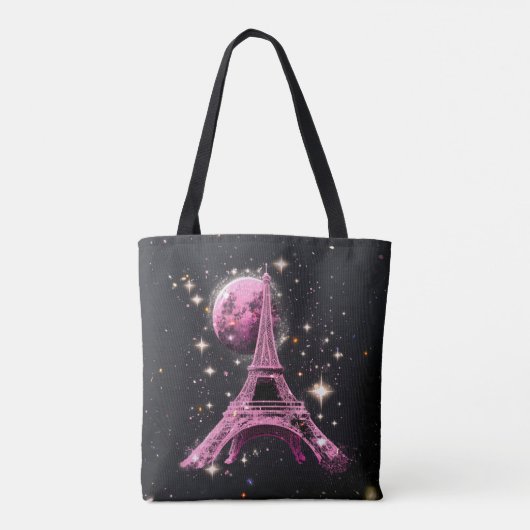 Eiffel Tower Night Moon           Tote Bag (Achterkant)
