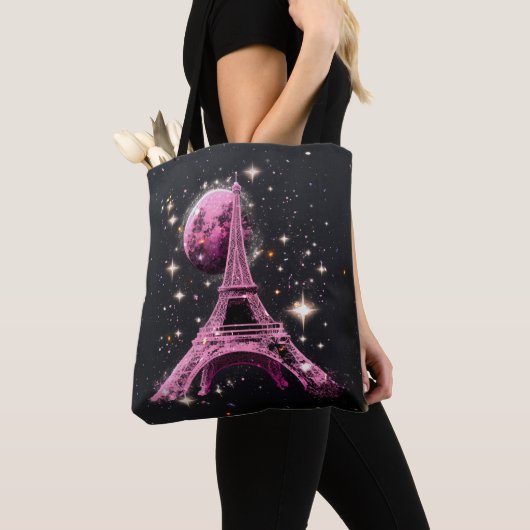 Eiffel Tower Night Moon           Tote Bag (Dichtbij)