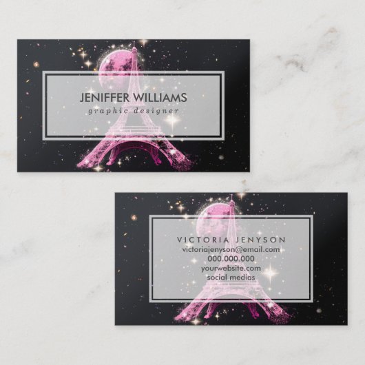 Eiffel Tower Night Moon           Visitekaartje (Voorkant / Achterkant)