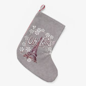 Eiffel Tower Oh Paris France Daisy Kleine Kerstsok (Voorkant (Hangend))