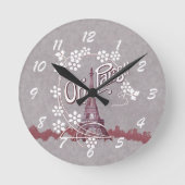 Eiffel Tower Oh Paris France Daisy Ronde Klok (Voorkant)