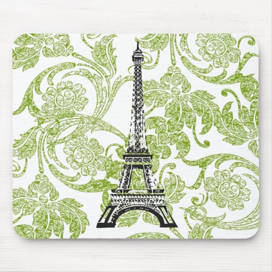 Eiffel Tower on Green Design Mousepad Muismat (Voorkant)
