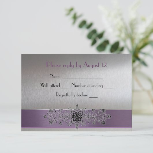 Eiffel Tower Paars en Silver RSVP (Staand voorkant)