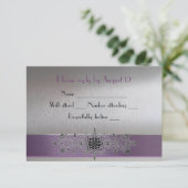 Eiffel Tower Paars en Silver RSVP Kaartje (Staand voorkant)