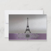 Eiffel Tower Paars en Silver RSVP Kaartje (Achterkant)