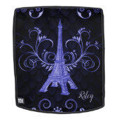 Eiffel Tower Paars Floral Swirls Backpack (Verwijderbaar gezicht)
