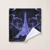Eiffel Tower Paarse Floral Swirls Bad Handdoek (Wasdoekje)