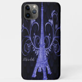 Eiffel Tower Paarse Floral Swirls Case-Mate iPhone Case (Achterkant)