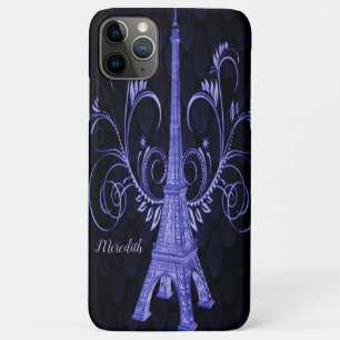 Eiffel Tower Paarse Floral Swirls Case-Mate iPhone Case