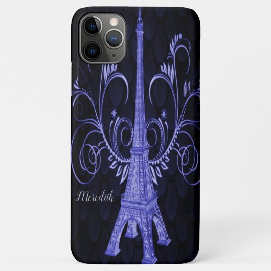 Eiffel Tower Paarse Floral Swirls Case-Mate iPhone Case (Achterkant)