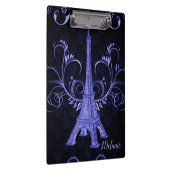 Eiffel Tower Paarse Floral Swirls Klembord (Rechts)