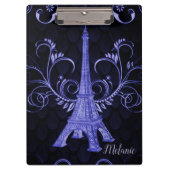 Eiffel Tower Paarse Floral Swirls Klembord (Voorkant)
