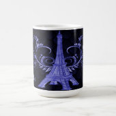 Eiffel Tower Paarse Floral Swirls Koffiemok (Center)