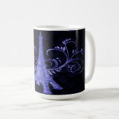 Eiffel Tower Paarse Floral Swirls Koffiemok (Voorkant rechts)