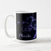 Eiffel Tower Paarse Floral Swirls Koffiemok (Links)