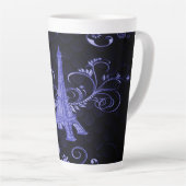 Eiffel Tower Paarse Floral Swirls Latte Mok (Rechterhoek)