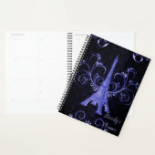 Eiffel Tower Paarse Floral Swirls Planner (Display)
