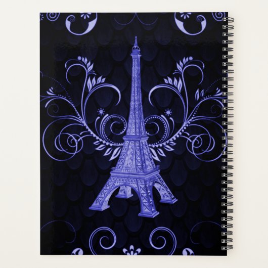 Eiffel Tower Paarse Floral Swirls Planner (Achterkant)