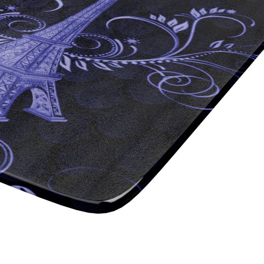 Eiffel Tower Paarse Floral Swirls Snijplank (Hoek)