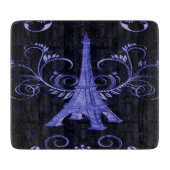 Eiffel Tower Paarse Floral Swirls Snijplank (Voorkant)