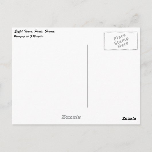 Eiffel Tower, Parijs Briefkaart (Achterkant)
