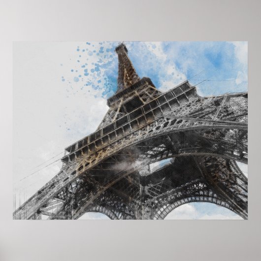 Eiffel Tower, Parijs, Briefkaart Frankrijk Poster (Voorkant)