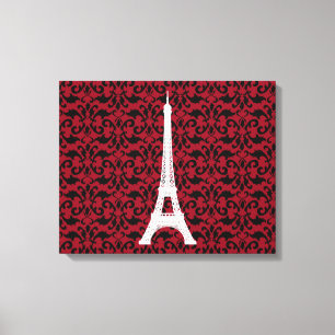 Eiffel Tower, Parijs, Damask Pattern, French Damas Canvas Afdruk
