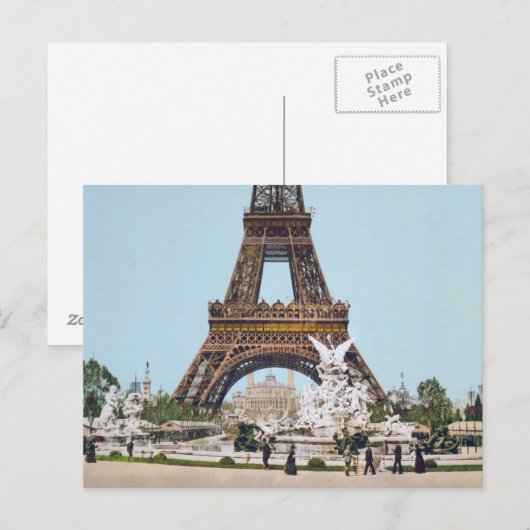 Eiffel Tower, Parijs Frankrijk 1889 Briefkaart (Voorkant / Achterkant)